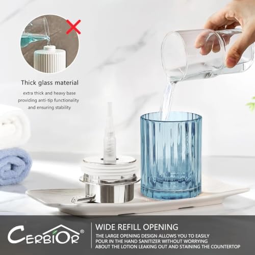 CERBIOR Bathroom Accessories Set, 4 PCS Glass Bathroom Set,Silver Blue - Image 4