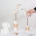 Wooden Sea Birds Statues Coastal Decor, White Seagull Statues for Nautical Coastal Beach Ocean Home Decoration - Image 4