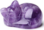 QINJIEJIE Amethyst Cat Decors Natural Healing Crystal Stone Figurine Statue by QINJIEJIE