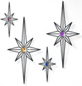 sxnzequnze 4 Pcs Star Wall Art for Home Decor Living Room Bedroom Office Metal 3D,Bling,with Hanging Hook Starburst Midcentury Sculpture Retro Gallery Accent Celestial -Black 16.5in/9.4in by sxnzequnze