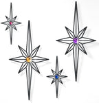 sxnzequnze 4 Pcs Star Wall Art for Home Decor Living Room Bedroom Office Metal 3D,Bling,with Hanging Hook Starburst Midcentury Sculpture Retro Gallery Accent Celestial -Black 16.5in/9.4in by sxnzequnze