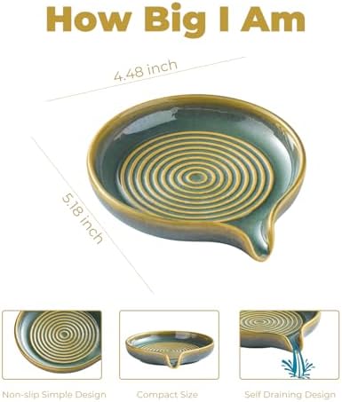 Zoeeker Ceramic Soap Dish, Self Draining Soap Holder Round Bar Soap Dish - Image 2