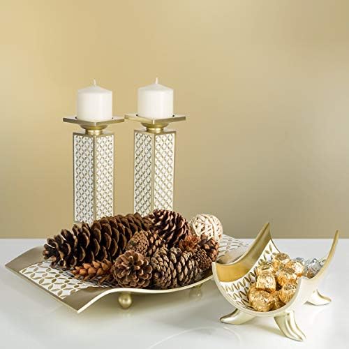 Creative Scents Schonwerk Diamond Lattice Decorative Bowl Table Centerpiece - Home Decor for Living Room, Centerpieces Table Decorations for Dining Room and Coffee Table - Image 2