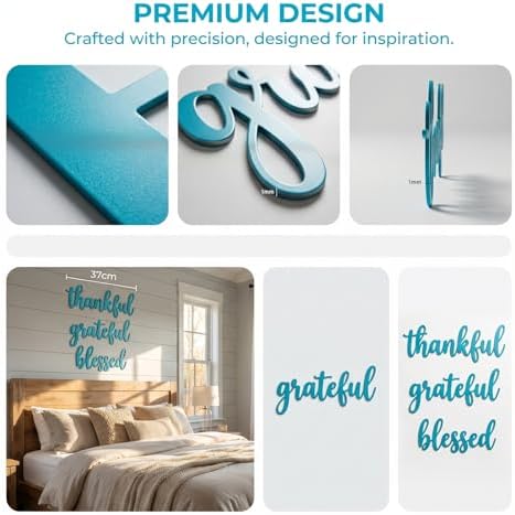 3 Pieces Thankful Grateful Blessed Letter Sign Metal Wall Decor - Image 7