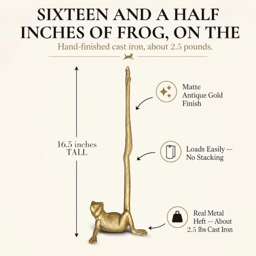 WallCharmers Gold Frog Paper Towel Holder & Metal Toilet Paper Holder Stand - Image 3
