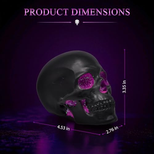 Black and Purple Resin Skull Figurine Statue. Good Gifts for Skull Lovers - Image 3