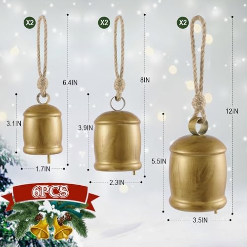 Rowfad Decorative Cow Bells, Christmas Bells, Set of 6 - Image 2