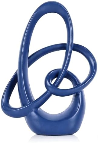 Blue Knot Decor Sculpture,7.1" Modern Abstract Sculptures Home Decor, Resin Statue Tabletop Accent for Coffee Table, Console Table, Shelf, Mantel, Dining Table Centerpiece, Wedding by XIYOUQI