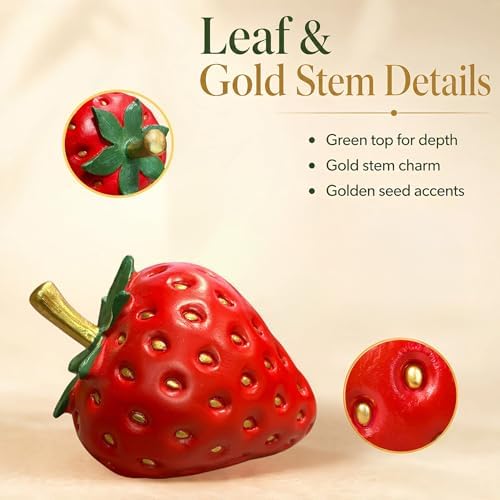 Strawberry Decor Sculpture, Red Fruit Figurine Home Decor, Modern Decorative Ornament for Kitchen Desk Shelf Coffee Table Aesthetic Room Decor Unique Gift - Image 4