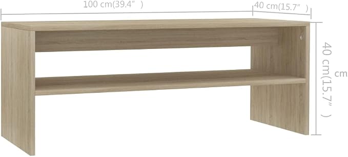 Sonoma Oak Coffee Table, Engineered Wood, 39.4x15.7x15.7 inch, Rectangular - Image 2