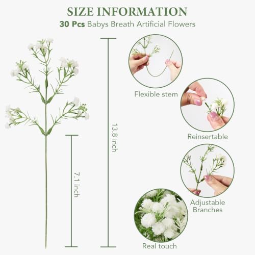 30 Pcs Babys Breath Artificial Flowers,Baby Breath Flowers Artificial Bulk - Image 2