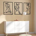 CHENGU 3 Pieces Metal Minimalist Abstract Woman Wall Art Line Drawing Wall Art Decor Single Line Female Home Hanging for Kitchen Bathroom Living Room - Image 5