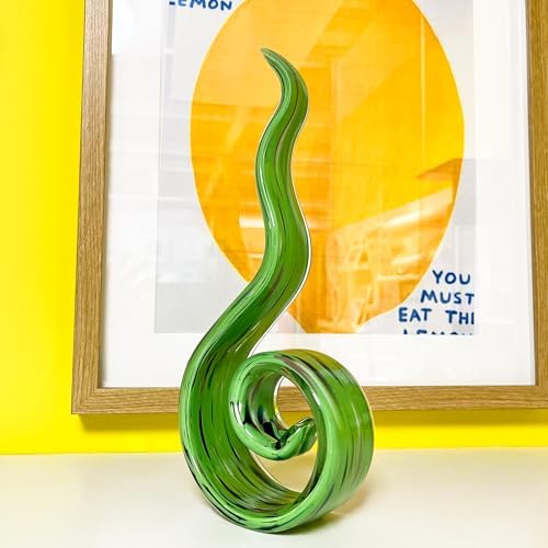 11.4" Tall Hand Blown Glass Sculpture, Murano Style Art Glass Figurine, Modern Coastal Home Decor Accent for Shelf, Table, TV Stand, Living Room Decoration - Image 5