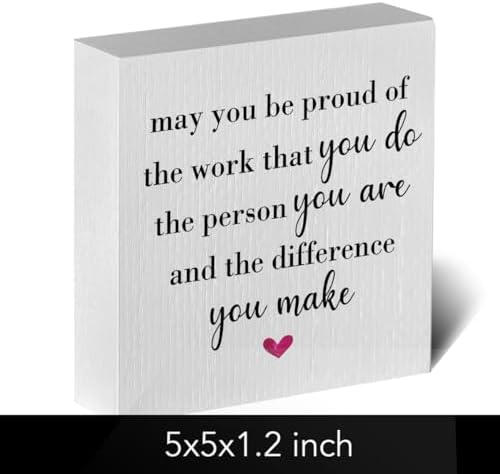 Motivational Artwork Wood Box Sign Rustic Farmhouse Style May You Be Proud of the Work Wood Block Plaque 5 X 5 Inches Home Office Desk Sign Decor for Presents - Image 2