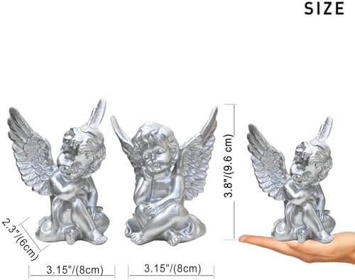 OwMell Set of 2 Cherub Angels Resin Statue Figurine, Indoor Home Decoration - Image 6