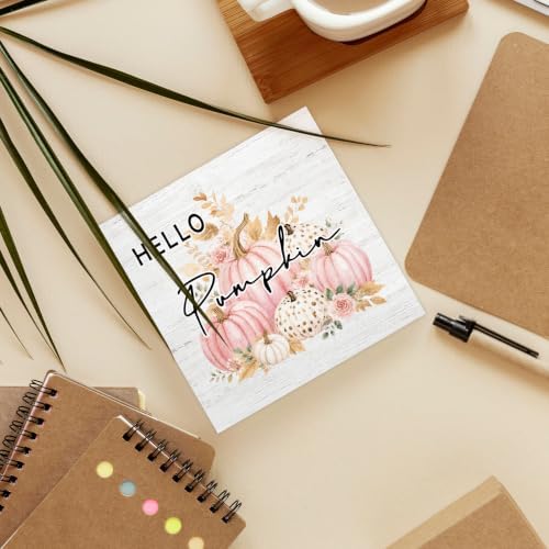 Fall Pink Pumpkin Floral Wood Box Sign Desk Decor 5X5 - Image 6