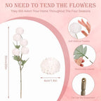 12 Pcs Artificial Mums with Long Stems 20 Inch White Faux Flowers for Vase - Image 5