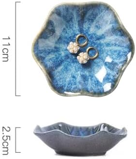 Lotus Leaf Shape Ring Holder Dish, Small Key Bowl, Ceramic Trinket Tray Jewelry Dish Organizing Necklace Earrings for Mom Friend Sister. All Jewelries Are NOT Included. Light Blue. - Image 4