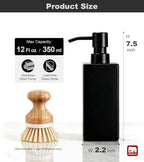 GMISUN Black Soap Dispenser Bathroom, Glass Hand Soap Dispenser with Stainless Steel Pump, 12 fl oz/350ml Refillable Dish Dispensers for Kitchen, Modern Liquid Lotion Bottles for Bathroom Countertop - Image 2