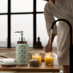 RQYIXI Ceramic Bathroom Accessories Set,Sage Green,4 Piece,Embossed Design - Image 6