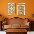 WAKOSAN Rustic Wood Window Frame Wall Decor with Wreath & Arrows - Image 5
