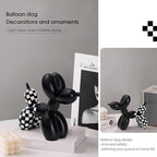 Notakia Black and White Checkered Racing Car Pattern Balloon Dog Statue Crafts Living Room Desktop Decorations,Handmade Modern Small Shelf Decor Animal Statue Ornament Home Decor (Big Black Dog) - Image 3