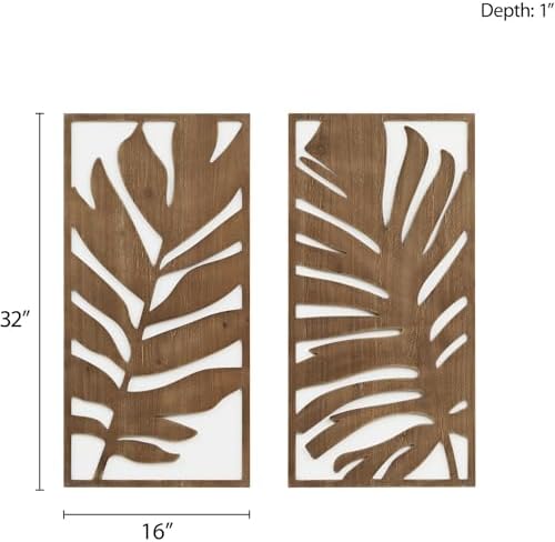 Madison Park Wall Décor for Living Room - Birch Botanical Two-Tone, Home Accent Modern Kitchen Dining Decoration, Ready to Hang 2-Piece Wood Panel Set for Bedroom, 16"W x 32"H, Monstera - Image 6