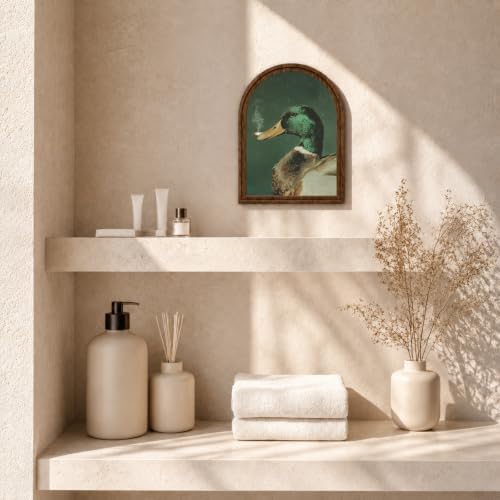 Wooden Sign with Stand Decoration, Mallard Duck Decor Arched Wood Frame Tabletop Decor, Funny Duck Retro Whimsical Print for Bedroom Living Room Desk Mantel Bookshelf Cabin Office - Image 7