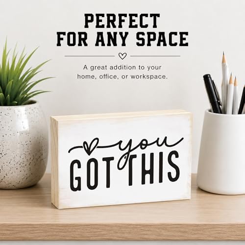 Rustic Wooden Block Sign - You Got This - 5"X3" Pine Wood Plaque, Home & Garden Decor, Christmas Housewarming Gift For Friends, Desk & Tabletop, Shelf Accessories - A18 - Image 5