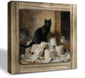 Funny Black Cat Wood Plaque Sign, Halloween Bathroom Shelf Decor 36 by XJCUG