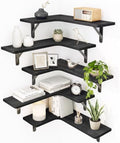 Fixwal Conner Shelves Wall Mounted for Decor, Black Set of 5 by Fixwal