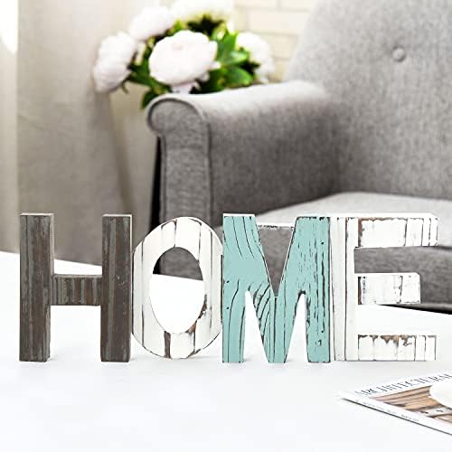 MyGift Rustic Multicolored Solid Wood HOME Cut Out Word Sign, Kitchen Framhouse Frestanding Decor, Mantel, Above Cabinet Decor - Image 2