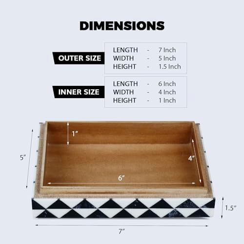 Handicrafts Home Black White Small Trinket Jewelry Box with Lid, 5x7x1.5 In - Image 2