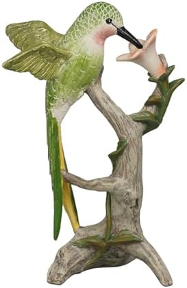 Braxio Bird Figurines Home Decor – Resin Tabletop Green Hummingbird Decor Sculpture for Shelf Bookcase Coffee Table Farmhouse Modern Decorative Accent for Living Room Office Gifts 6 x 4.5 x 9.25 Inch by BRAXIO