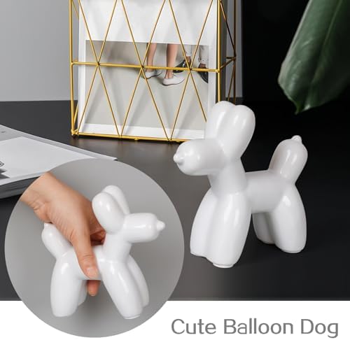 Notakia Large White Cute Ceramics Balloon Dog Statue Crafts Living Room Desktop Decorations,Handmade Modern Small Ceramic Animal Statue Ornament Home Decor Accents - Image 6