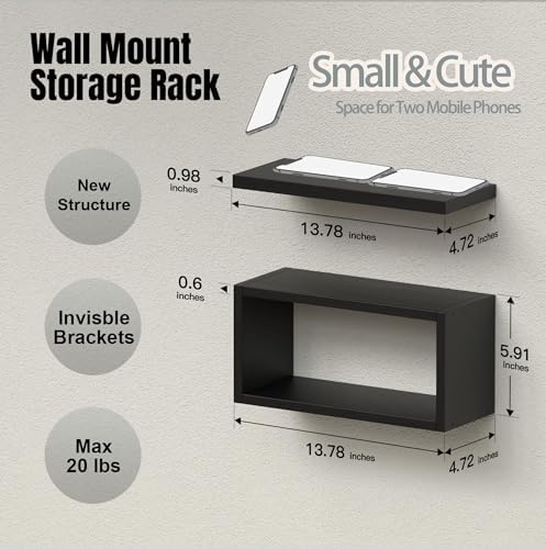 RICHER HOUSE Black Floating Shelves Bathroom, Small Wall Shelf Over Toilet - Image 2