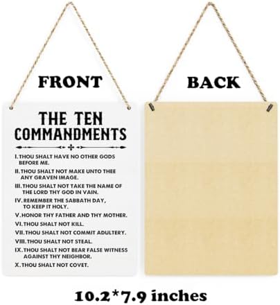 BELLOWDEER Inspirational Signs Gift 10 Commandments Wall Art Christian Bible Verse Wall Art Religious Home Wall Decor 8x10 Inches Scripture Wooden Hanging Sign for Living Room Bedroom Office - Image 7