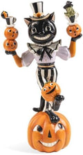 Vintage Halloween Black Cat Pumpkin Figurine, Circus Table Decor by Bechivie