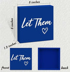Let Them Wooden Sign, Mental Health Quote Farmhouse Wood Box Sign 5 X 5", Let Them Office Desk Accessories for Cubicle Decor, Office Gifts for Coworkers Women, Office Decorations for Work (Blue) - Image 2