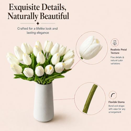 Mandy's 28pcs Artificial White Tulips - Image 4