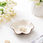 Ice Cracking Leaf Jewelry Dish, Decorative Ring Holder Small Trinket Tray Bowl, Gifts for Daughter Mom Friends, Milk White. - Image 5