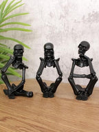 Black Skeleton Decor Set of 3, Thinker Skeleton Figurines for Home Decor, Gothic Shelf Decor Aesthetic, Resin Halloween Decorations for Bookshelf, Desk, Coffee Table by GJFASGF