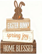 Easter Decorations - Easter Bunny Tiered Tray Decor Set - Wooden Easter Tabletop Decoration - Rustic Farmhouse Spring Home Decor Indoor for Tiered Tray Shelf Mantel Coffee Table Gift - Spring Home Decor for Living Room, Kitchen Counter by Unknown