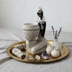 Lescafita White African Tribal Woman Statue with Basket - Image 4