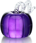 Purple Crystal Pumpkin Figurine Glass Sculpture Thanksgiving Fall Decor by HDHYALINEDORA