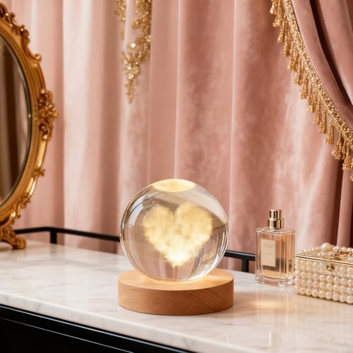 Heart Love Crystal Ball, 2.4 inch Valentines Day Gifts for Girlfriend, Wife - Image 6