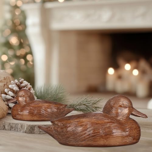 Soaoo 2 Packs Duck Home Decor Statues Rustic Vintage Resin Animal Figurines Countryside Farmhouse Decor for Desktop Living Room Nursery Shelf Indoor Decorative Accents - Image 6