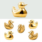 Golden Ceramic Duck Figurines，Home Decor Animal Sculptures and Statues Handmade Artware Decor,Mini Duck Sets 3 PCS - Image 2