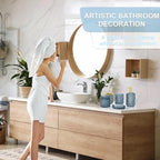 Blue Bathroom Accessories Set - 5PCS Clear Glass Bathroom Accessory Set (Toothbrush Holders, Soap Dispenser, Soap Dish, Tumbler, Cotton Swab Jar), Countertop Vanity Organizer Modern Decor Vintage Gift - Image 5