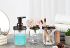 SheeChung Mason Jar Foaming Soap Dispenser and Toothbrush Holder Set,Bronze - Image 2